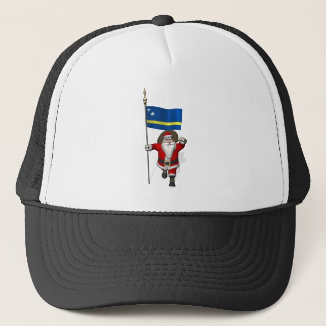 Santa Claus With Ensign Of Curaçao Trucker Hat (Front)