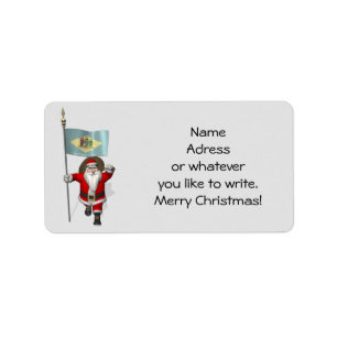 Santa Claus With Ensign Of Delaware Label