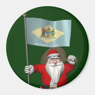 Santa Claus With Ensign Of Delaware Magnet