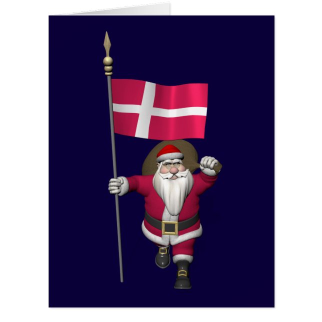 Santa Claus With Ensign Of Denmark Dannebrog (Front)