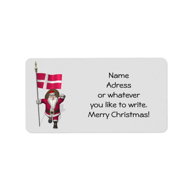 Santa Claus With Ensign Of Denmark Dannebrog Label (Front)