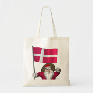 Santa Claus With Ensign Of Denmark Dannebrog Tote Bag