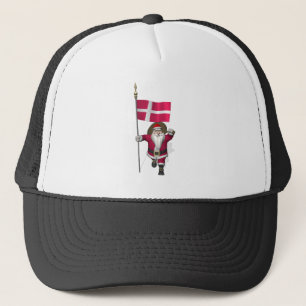 Santa Claus With Ensign Of Denmark Dannebrog Trucker Hat