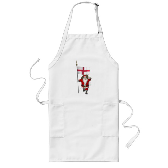 Santa Claus With Ensign Of England Long Apron (Front)