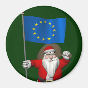 Santa Claus With Ensign Of European Union Magnet