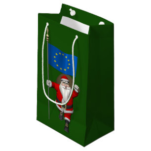 Santa Claus With Ensign Of European Union Small Gift Bag