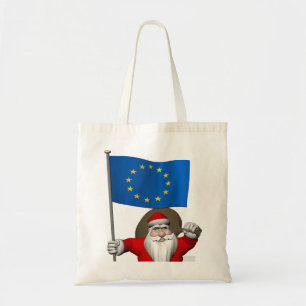 Santa Claus With Ensign Of European Union Tote Bag