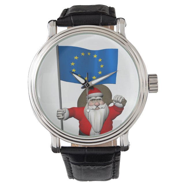 Santa Claus With Ensign Of European Union Watch (Front)