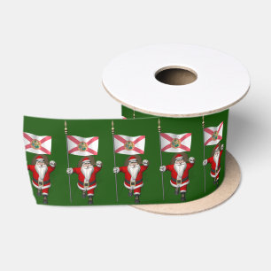 Santa Claus With Ensign Of Florida Satin Ribbon
