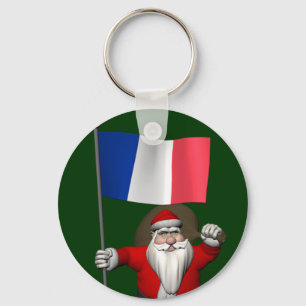 Santa Claus With Ensign Of France Key Ring