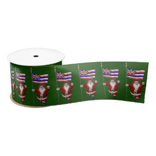 Santa Claus With Ensign Of Hawaii Satin Ribbon