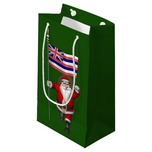Santa Claus With Ensign Of Hawaii Small Gift Bag (Front Angled)