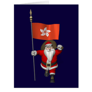 Santa Claus With Ensign Of Hong Kong