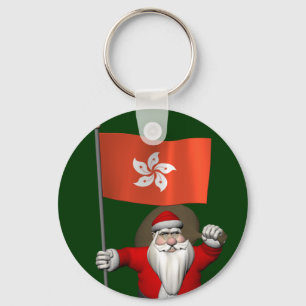 Santa Claus With Ensign Of Hong Kong Key Ring