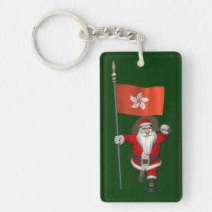 Santa Claus With Ensign Of Hong Kong Key Ring