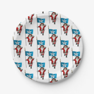 Santa Claus With Ensign Of Houston Paper Plate