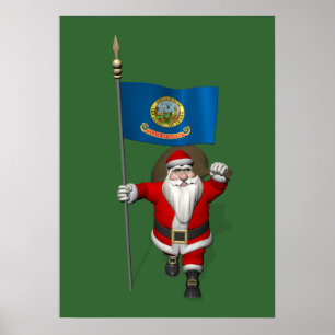 Santa Claus With Ensign Of Idaho Poster