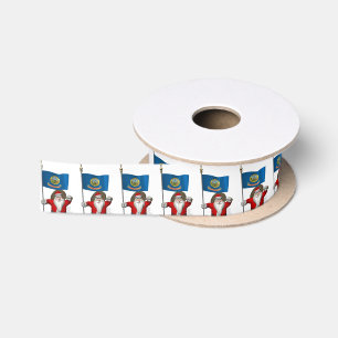 Santa Claus With Ensign Of Idaho Satin Ribbon