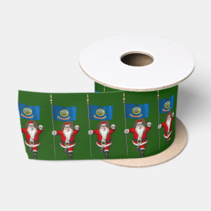 Santa Claus With Ensign Of Idaho Satin Ribbon