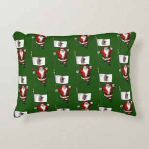 Santa Claus With Ensign Of Illinois Decorative Cushion