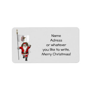 Santa Claus With Ensign Of Illinois Label