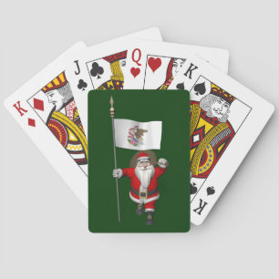 Santa Claus With Ensign Of Illinois Playing Cards