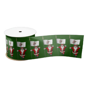 Santa Claus With Ensign Of Illinois Satin Ribbon