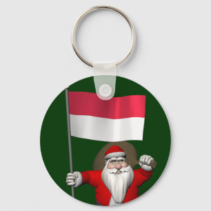 Santa Claus With Ensign Of Indonesia Key Ring