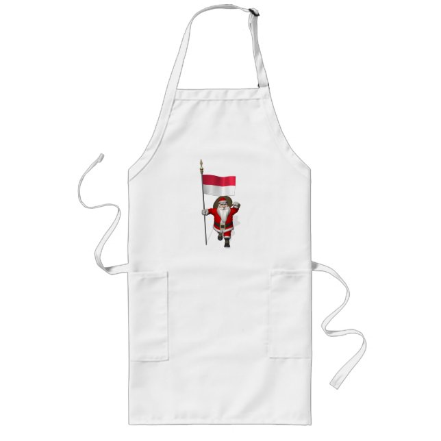 Santa Claus With Ensign Of Indonesia Long Apron (Front)
