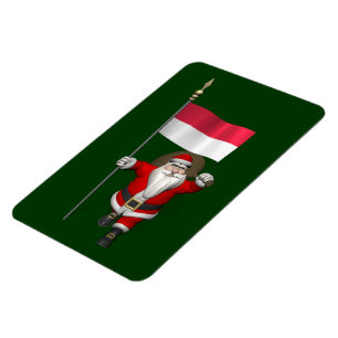 Santa Claus With Ensign Of Indonesia Magnet
