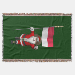 Santa Claus With Ensign Of Indonesia Throw Blanket