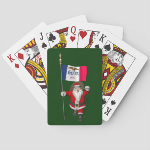 Santa Claus With Ensign Of Iowa Playing Cards