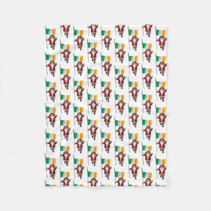 Santa Claus With Ensign Of Ireland Fleece Blanket