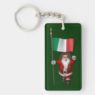 Santa Claus With Ensign Of Italy Key Ring