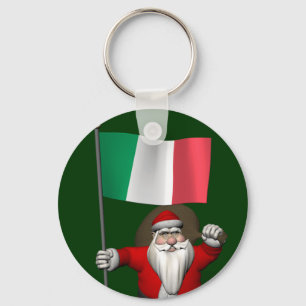 Santa Claus With Ensign Of Italy Key Ring