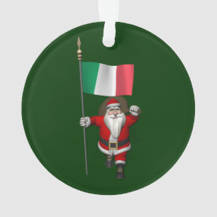 Santa Claus With Ensign Of Italy Ornament