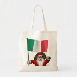 Santa Claus With Ensign Of Italy Tote Bag