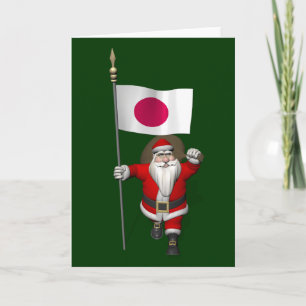 Santa Claus With Ensign Of Japan Holiday Card