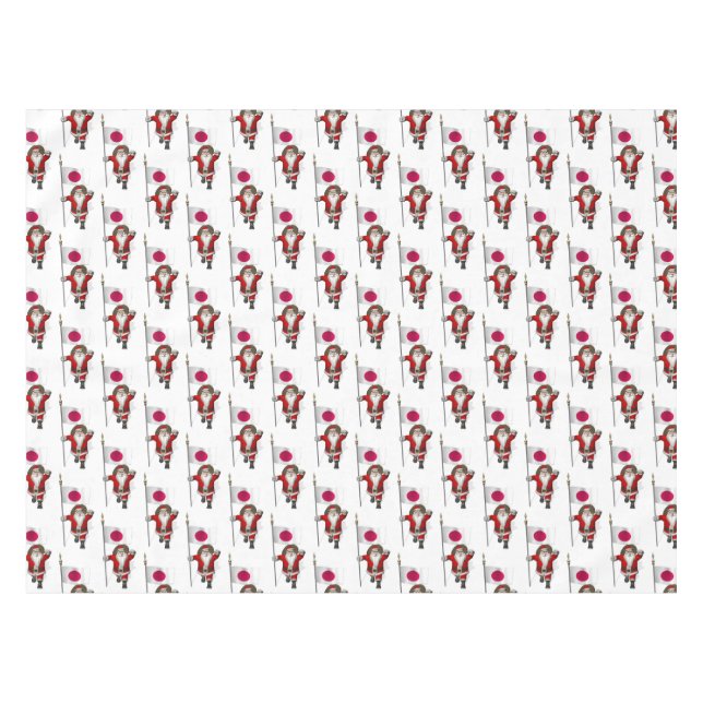Santa Claus With Ensign Of Japan Tablecloth (Front (Horizontal))
