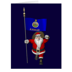 Santa Claus With Ensign Of Kansas