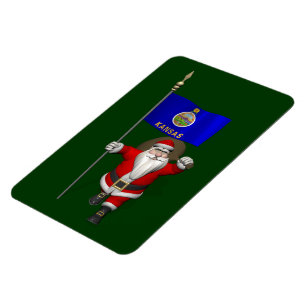 Santa Claus With Ensign Of Kansas Magnet