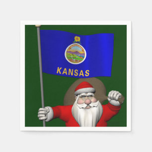 Santa Claus With Ensign Of Kansas Napkin