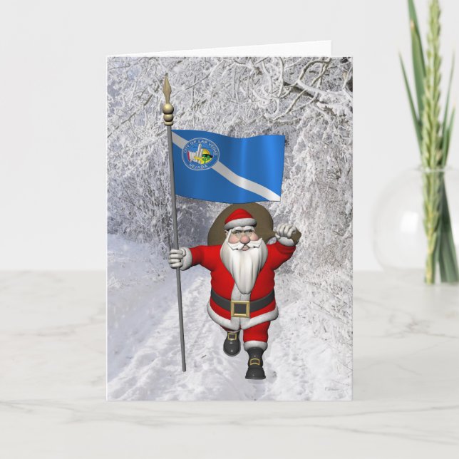 Santa Claus With Ensign Of Las Vegas Holiday Card (Front)