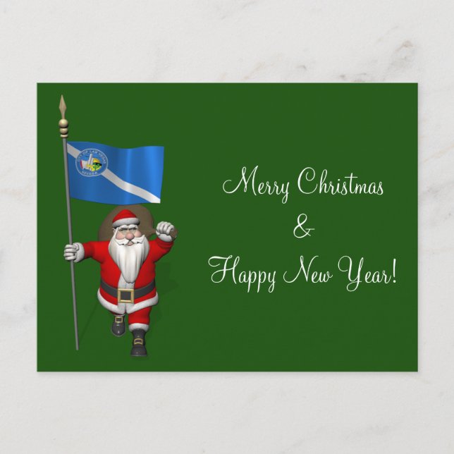 Santa Claus With Ensign Of Las Vegas Holiday Postcard (Front)