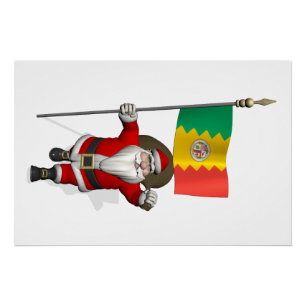 Santa Claus With Ensign Of Los Angeles CA Poster