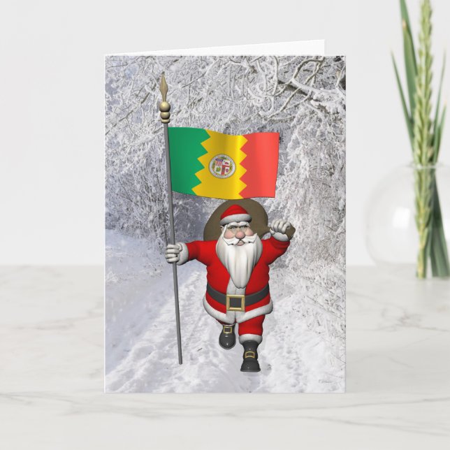 Santa Claus With Ensign Of Los Angeles Holiday Card (Front)