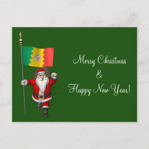 Santa Claus With Ensign Of Los Angeles Holiday Postcard