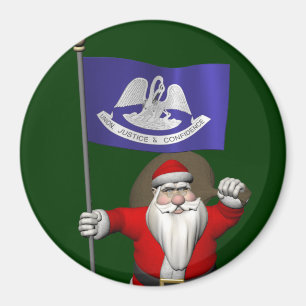 Santa Claus With Ensign Of Louisiana Magnet