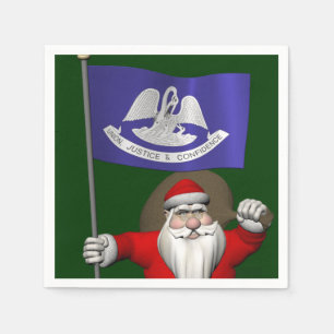 Santa Claus With Ensign Of  Louisiana Napkin