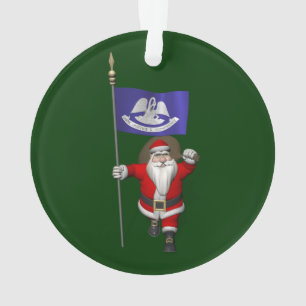Santa Claus With Ensign Of Louisiana Ornament